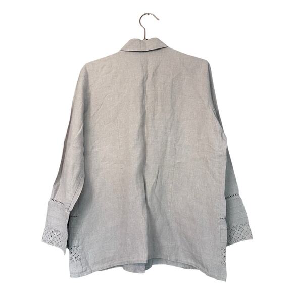 Richard Malcolm Irish Linen Lace Trim Button Down - Large - Picture 5 of 5